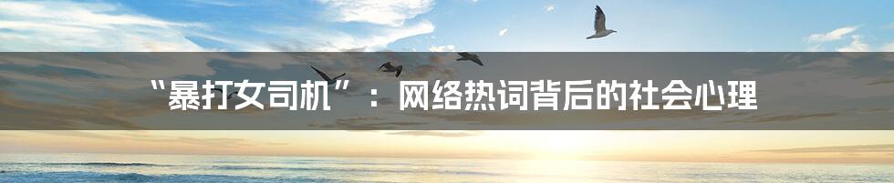 “暴打女司机”：网络热词背后的社会心理