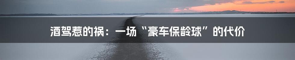 酒驾惹的祸:一场“豪车保龄球”的代价