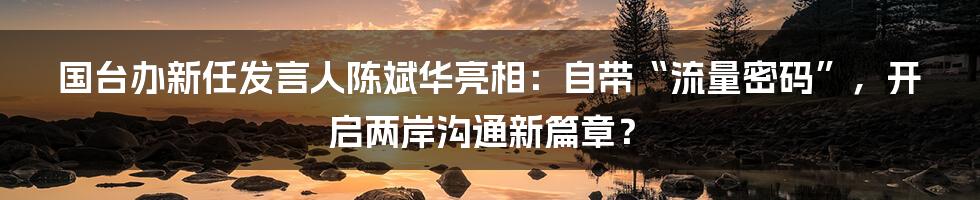 国台办新任发言人陈斌华亮相：自带“流量密码”，开启两岸沟通新篇章？