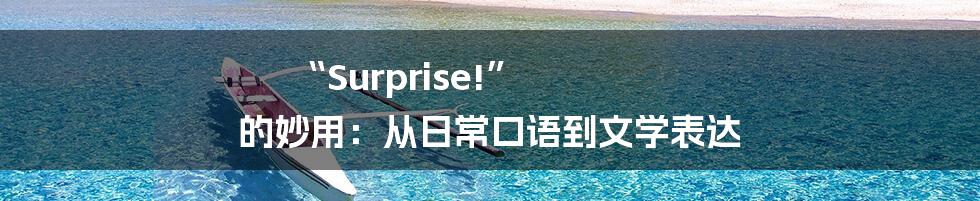 “Surprise!” 的妙用:从日常口语到文学表达