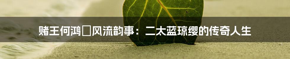 赌王何鸿燊风流韵事:二太蓝琼缨的传奇人生