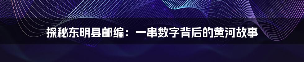 探秘东明县邮编：一串数字背后的黄河故事