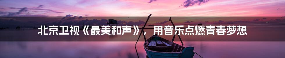 北京卫视《最美和声》,用音乐点燃青春梦想