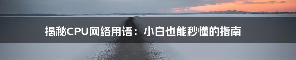 揭秘CPU网络用语：小白也能秒懂的指南
