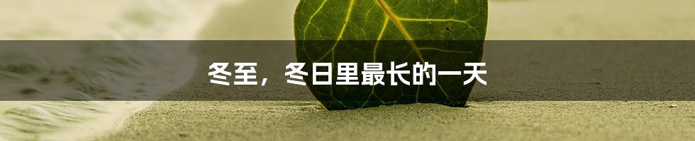 冬至，冬日里最长的一天