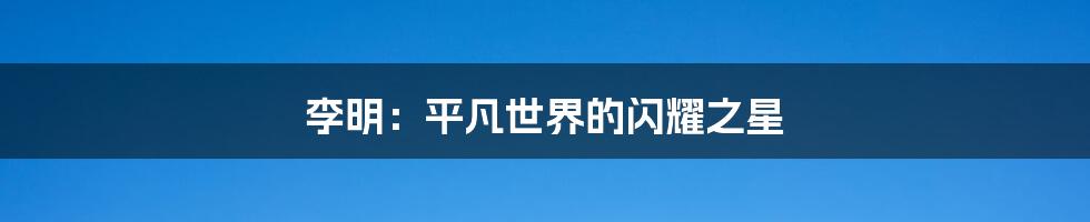 李明：平凡世界的闪耀之星