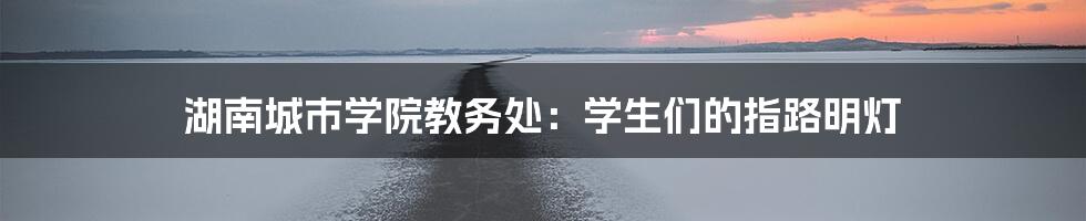 湖南城市学院教务处:学生们的指路明灯