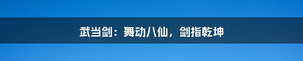 武当剑：舞动八仙，剑指乾坤