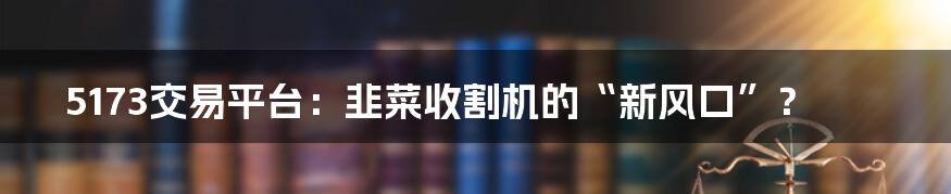 5173交易平台:韭菜收割机的“新风口”?