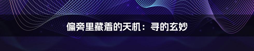 偏旁里藏着的天机:寻的玄妙