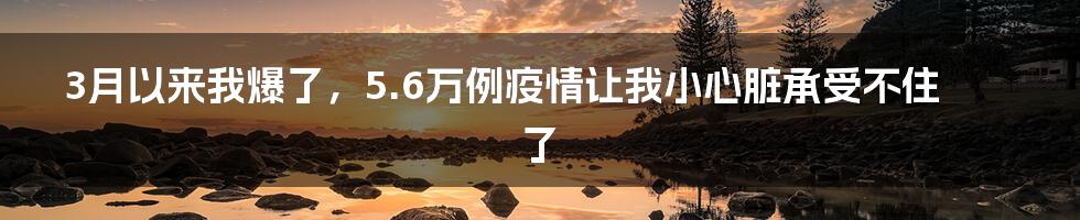 3月以来我爆了,5.6万例疫情让我小心脏承受不住了
