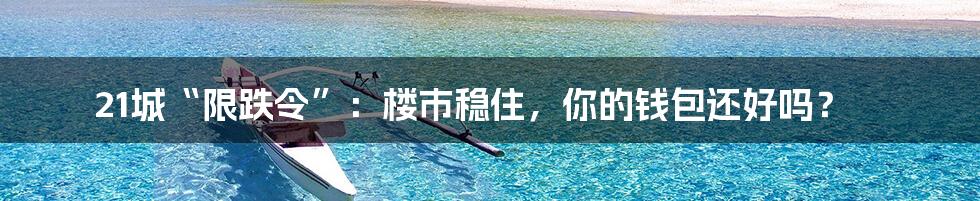 21城“限跌令”：楼市稳住，你的钱包还好吗？