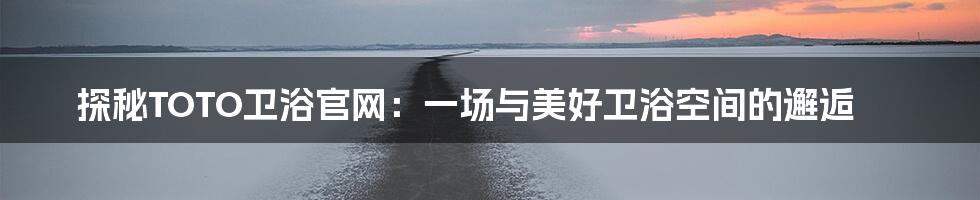 探秘TOTO卫浴官网：一场与美好卫浴空间的邂逅