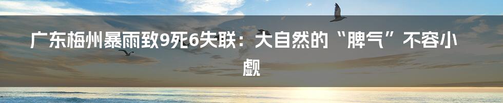 广东梅州暴雨致9死6失联:大自然的“脾气”不容小觑