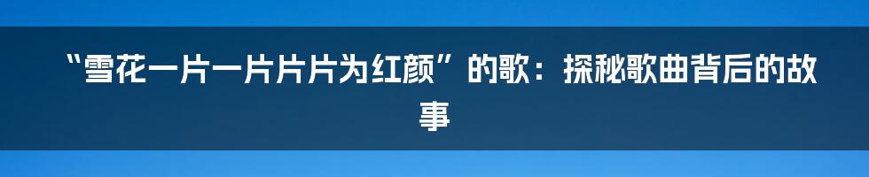 “雪花一片一片片片为红颜”的歌：探秘歌曲背后的故事