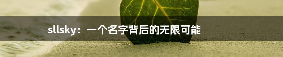 sllsky：一个名字背后的无限可能