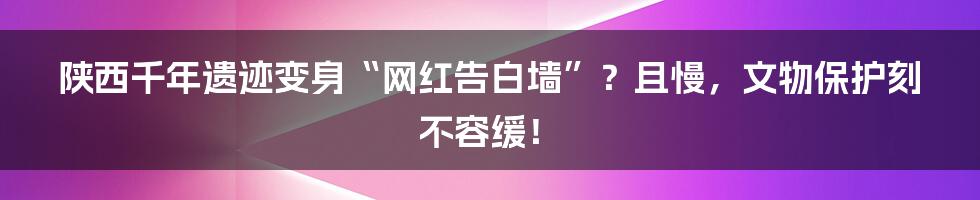 陕西千年遗迹变身“网红告白墙”？且慢，文物保护刻不容缓！