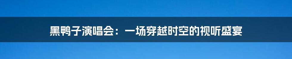 黑鸭子演唱会:一场穿越时空的视听盛宴