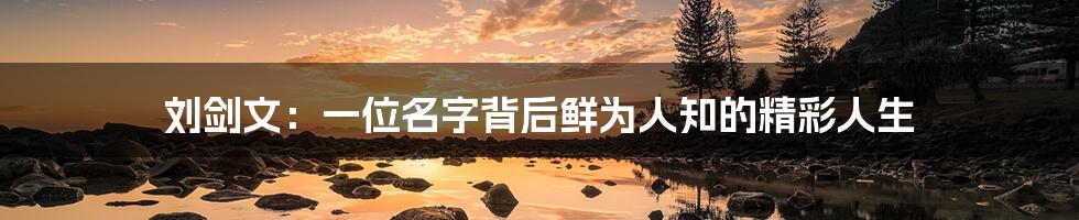 刘剑文：一位名字背后鲜为人知的精彩人生