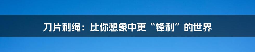 刀片刺绳:比你想象中更“锋利”的世界