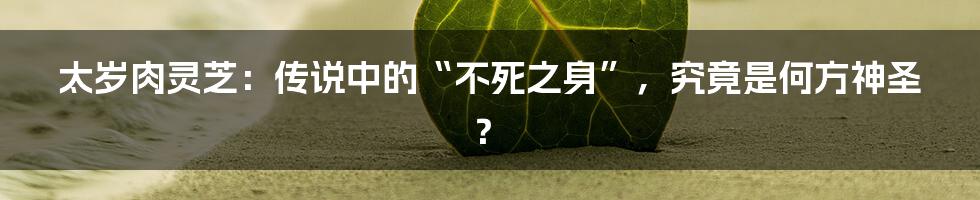 太岁肉灵芝:传说中的“不死之身”,究竟是何方神圣?