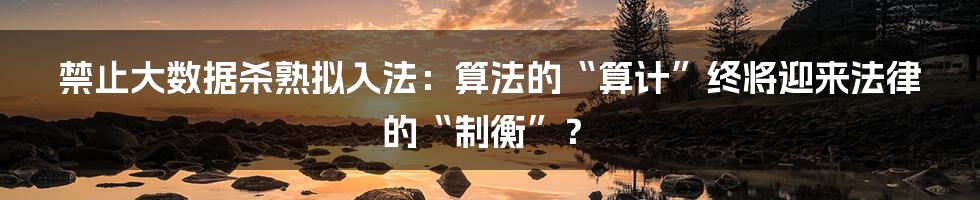 禁止大数据杀熟拟入法:算法的“算计”终将迎来法律的“制衡”?