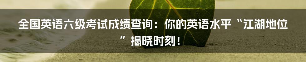 全国英语六级考试成绩查询:你的英语水平“江湖地位”揭晓时刻!
