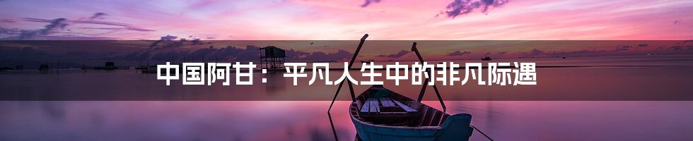中国阿甘:平凡人生中的非凡际遇