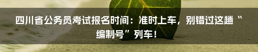 四川省公务员考试报名时间:准时上车,别错过这趟“编制号”列车!