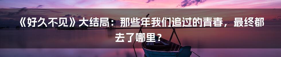 《好久不见》大结局：那些年我们追过的青春，最终都去了哪里？