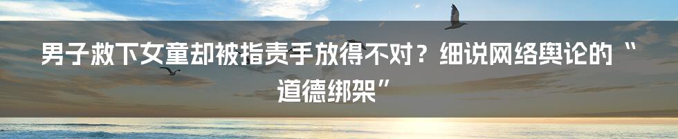 男子救下女童却被指责手放得不对?细说网络舆论的“道德绑架”