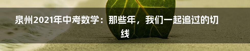 泉州2021年中考数学:那些年,我们一起追过的切线