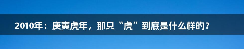 2010年：庚寅虎年，那只“虎”到底是什么样的？