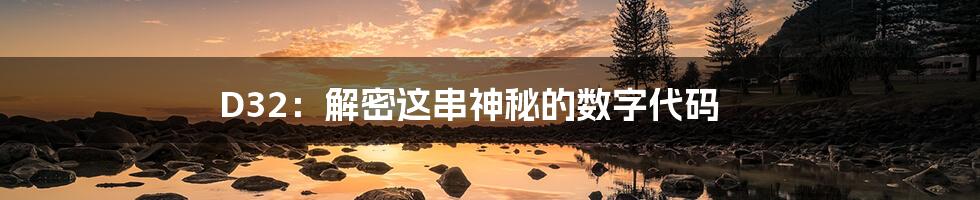 D32：解密这串神秘的数字代码