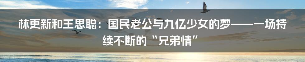 林更新和王思聪：国民老公与九亿少女的梦——一场持续不断的“兄弟情”