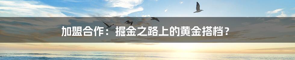 加盟合作:掘金之路上的黄金搭档?