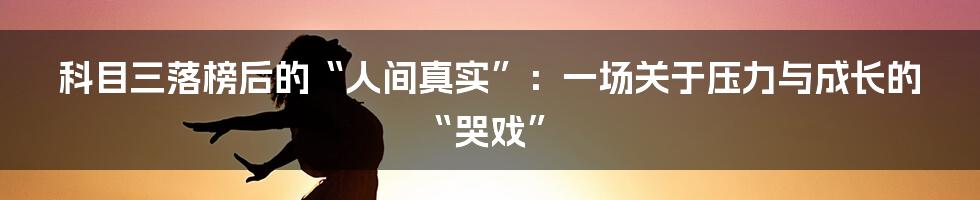 科目三落榜后的“人间真实”：一场关于压力与成长的“哭戏”