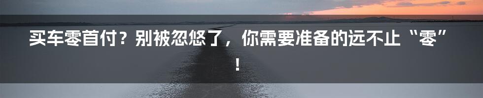 买车零首付？别被忽悠了，你需要准备的远不止“零”！