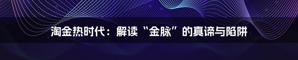 淘金热时代:解读“金脉”的真谛与陷阱