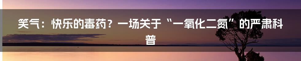 笑气：快乐的毒药？一场关于“一氧化二氮”的严肃科普