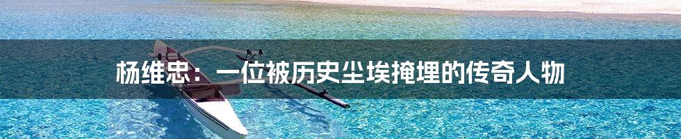 杨维忠:一位被历史尘埃掩埋的传奇人物