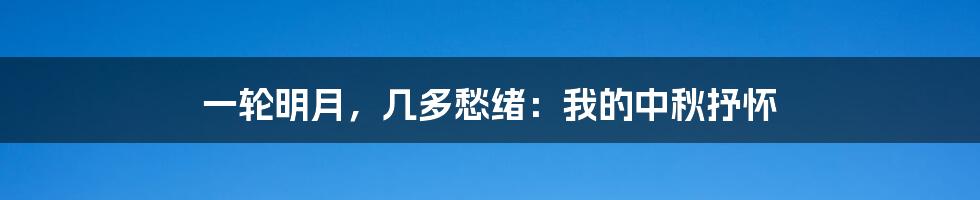 一轮明月，几多愁绪：我的中秋抒怀