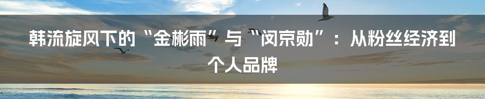韩流旋风下的“金彬雨”与“闵京勋”:从粉丝经济到个人品牌