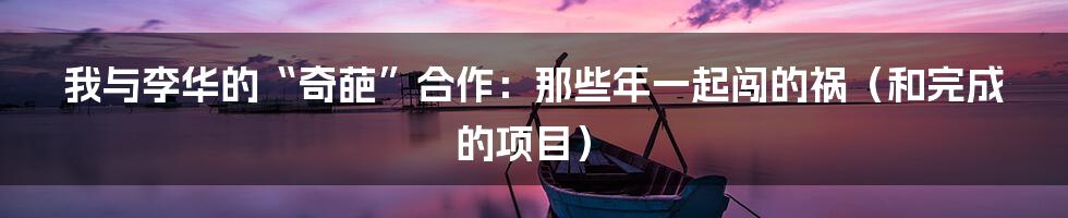 我与李华的“奇葩”合作:那些年一起闯的祸(和完成的项目)