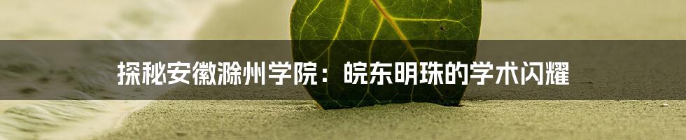 探秘安徽滁州学院：皖东明珠的学术闪耀