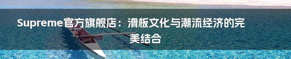 Supreme官方旗舰店：滑板文化与潮流经济的完美结合