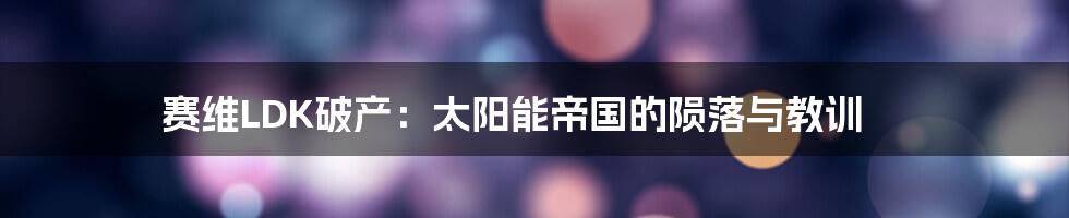赛维LDK破产：太阳能帝国的陨落与教训