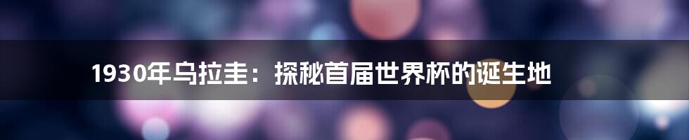 1930年乌拉圭：探秘首届世界杯的诞生地