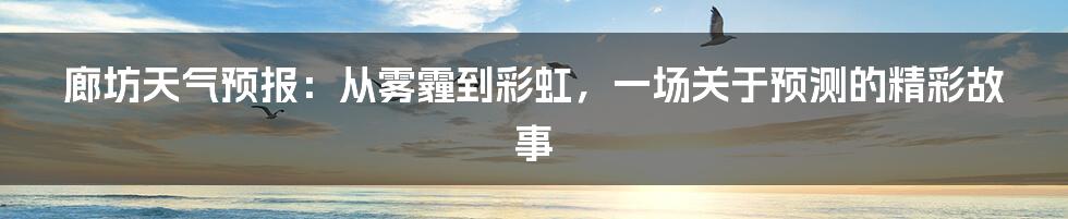 廊坊天气预报：从雾霾到彩虹，一场关于预测的精彩故事