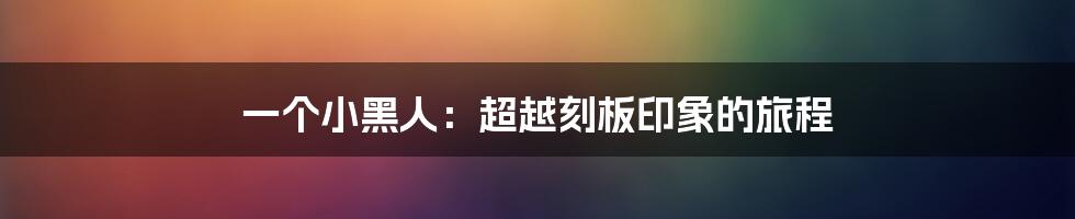 一个小黑人：超越刻板印象的旅程